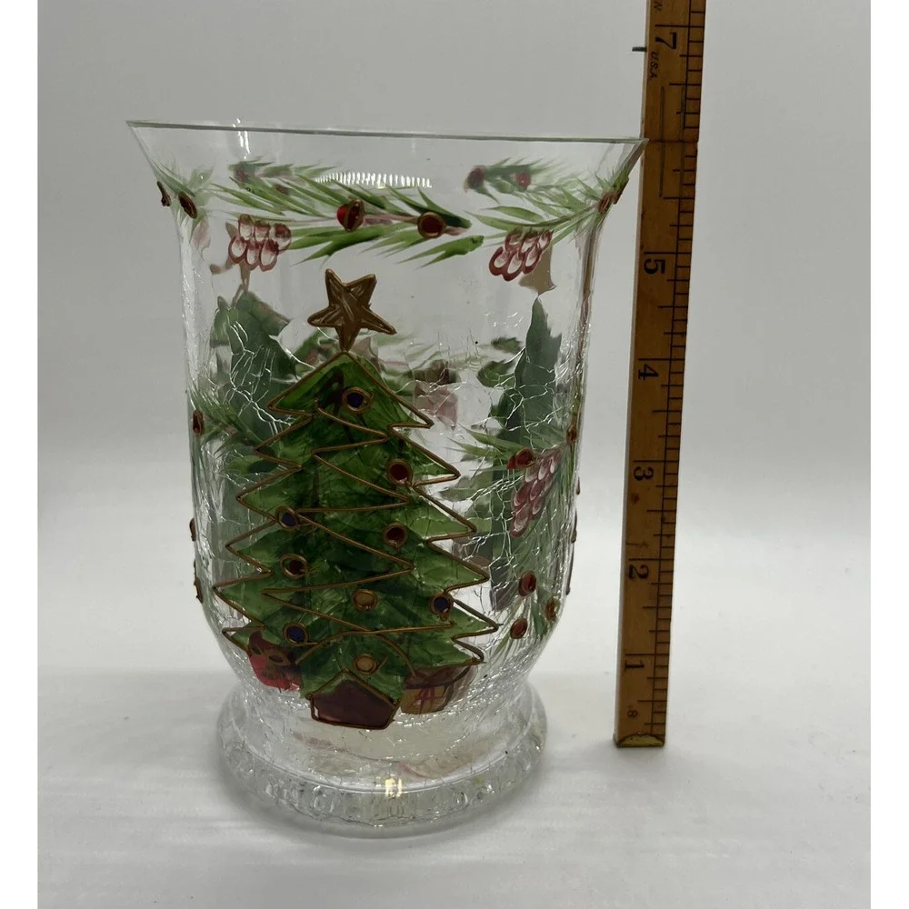 Fifth Avenue‎ Crystal Christmas Tree Hurricane Tea Light Pillar Candle Holder 6